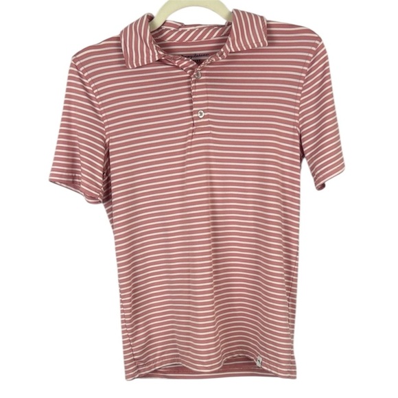 Tommy Bahama Pink & White Stripped Preppy Short Sleeve Tee Size Large - Picture 1 of 9